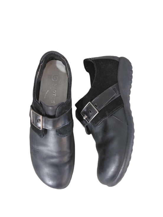 Naot Shoes - Naot Tane Black Leather & Suede Slip-On Flat Women's Size 9 Monk Shoe